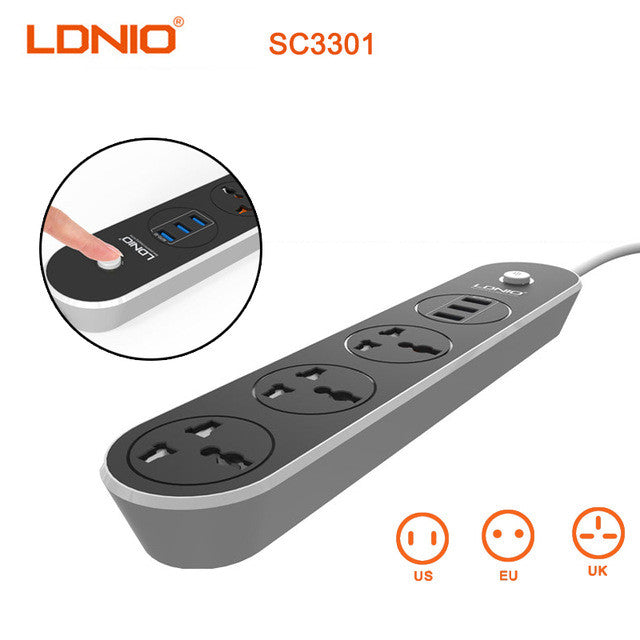 LDNIO SC3301 Universal Power Strip with USB Charging Ports