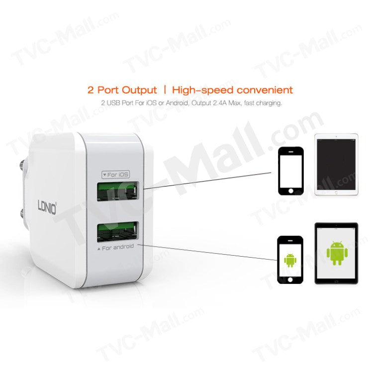 LDNIO Charger USB 2 Port 2.4A A2202 / USB Adaptor / Charger Handphone