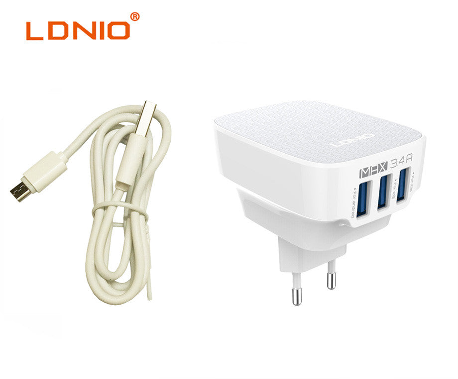 د سفر چارجر یونیورسل LDNIO DL-AC65 3xUSB 3.4A