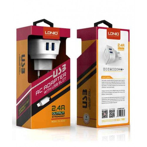 LDNIO DL-AC63 2 د USB پورټ AC اډاپټر 5V 2.4A د متحده ایالاتو EU انګلستان پلګ وال چارجر د تلیفون / ټابلیټ لپاره