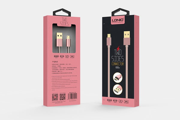 LDNIO New Arrival LS24 Tow Sided Quick Charging USB Cable for Android & IOS