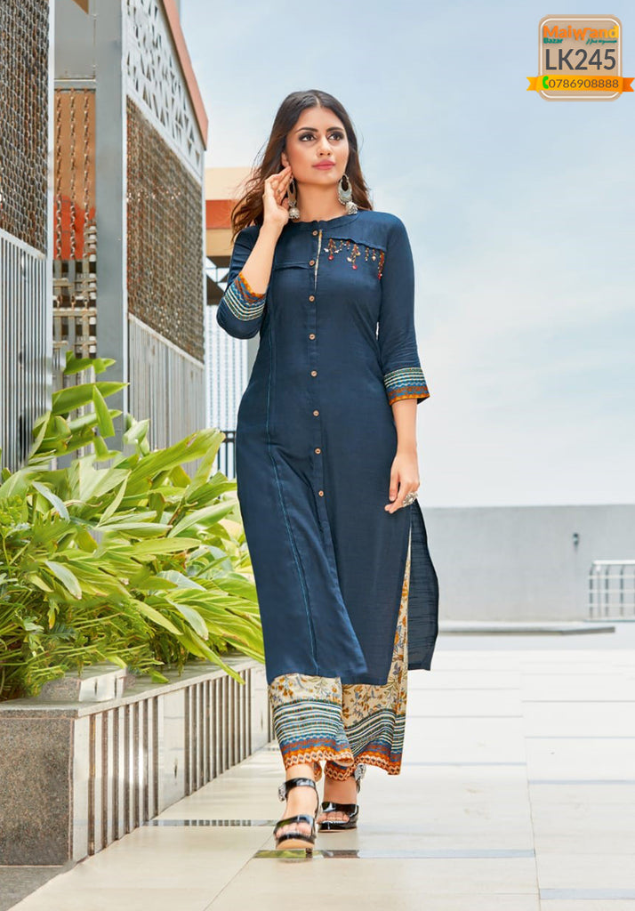 LK245 Mittoo Kurtis & Plazzo Full Stitched