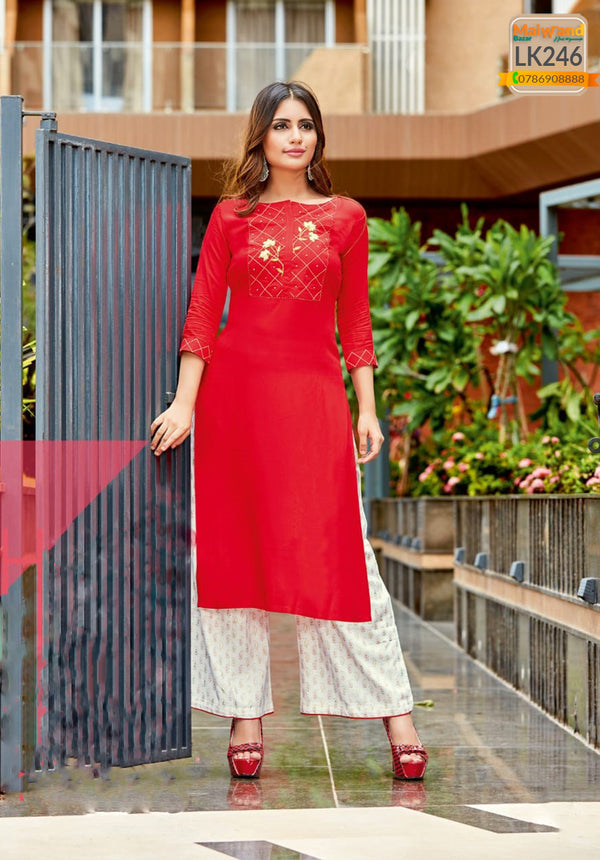 LK246 Mittoo Kurtis & Plazzo Full Stitched
