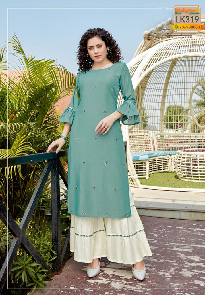 LK319 Mittoo Kurtis & Sharara Full Stitched