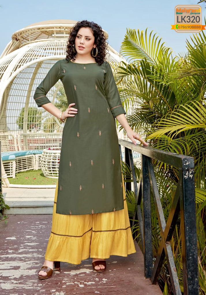 LK320 Mittoo Kurtis & Sharara Full Stitched