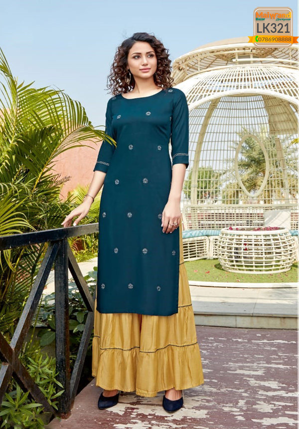 LK321 Mittoo Kurtis & Sharara Full Stitched