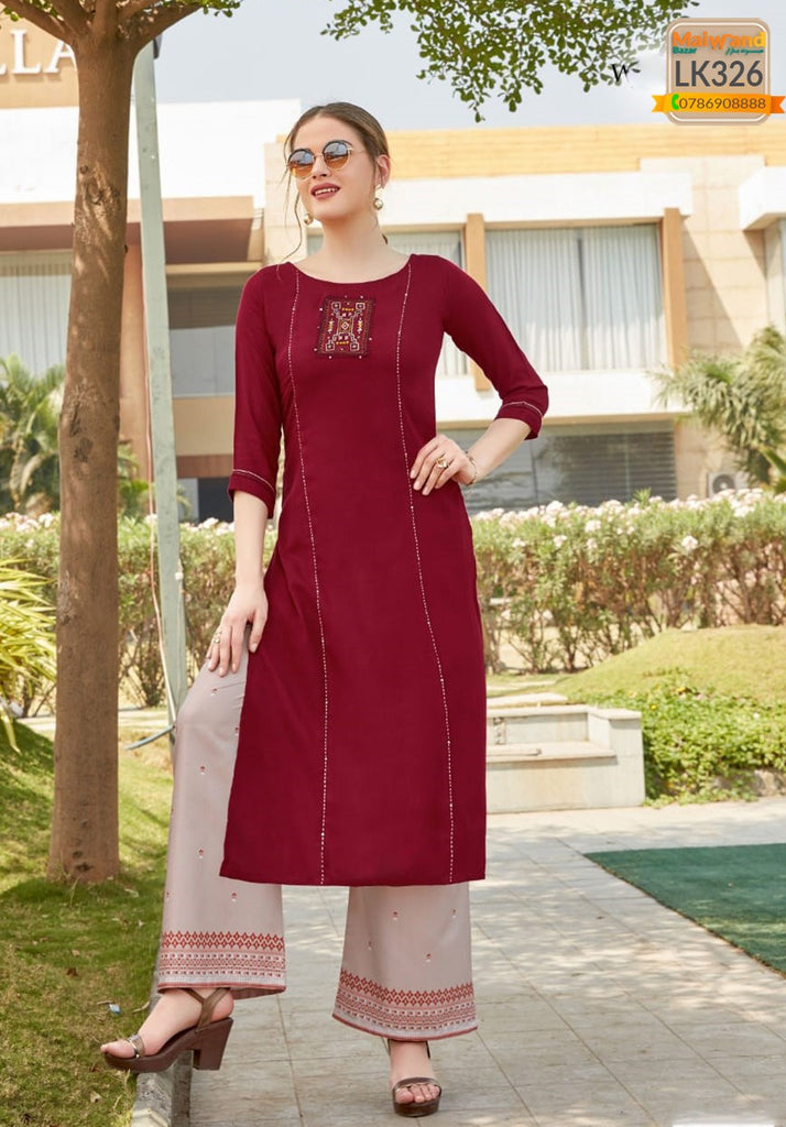 LK326 Mittoo Kurtis & Plazzo Full Stitched