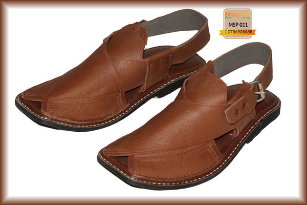 MSP011 د لاسي جوړ شوي چرم پشاوري چپل