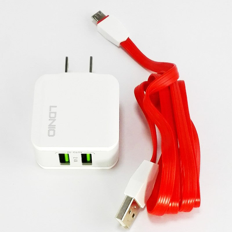 شارژر دیواری LDNIO A2201 2.4A شارژر مسافرتی خروجی USB دوگانه